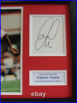 FRAMED Patrick Vieira Arsenal Hand SIGNED Autograph Photo Display Mount COA