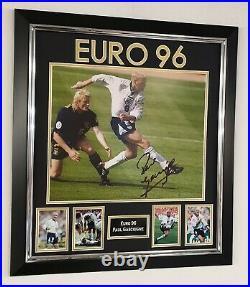 FRAMED Paul Gascoigne of England Signed PHOTO Picture Autograph EURO 96 Display