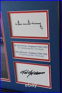 FRAMED Tom Finney & Nat Lofthouse England SIGNED Autograph Photo Display COA