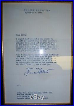 FRANK SINATRA Signed Letter to Jimmy Stewart, Picture, Framed COA Rare Autograph