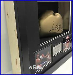 Frame display case for signed boxing glove with 6x4 photo slots plus plaque