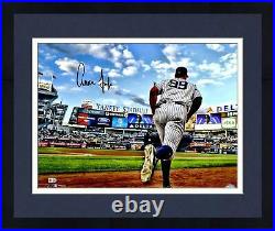 Framed Aaron Judge New York Yankees Signed 16 x 20 Running Out of Dugout Photo
