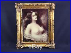 Framed Antique Reverse Glass Photo Female Nude, repro. Angelo Asti c. 1902