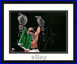 Framed Conor McGregor UFC Signed 16 x 20 UFC 205 Raising Belts Spotlight Photo