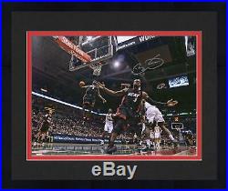 Framed Dwyane Wade Miami Heat Signed 16 x 20 Alley-Oop to Lebron James Photo