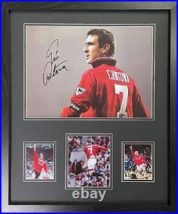 Framed Eric Cantona Manchester United Signed Football Photo With Proof & Coa
