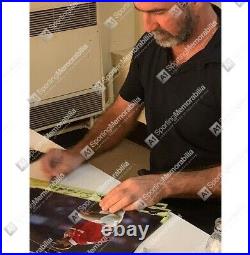 Framed Eric Cantona Signed Manchester United Photo Knee Down Celebration Black