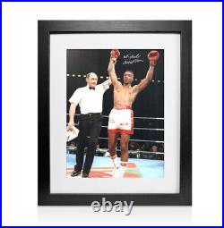 Framed Michael Watson Signed Photo Arms Up Autograph