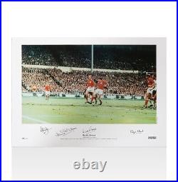 Framed Multi Signed England Photo Ball, J. Charlton, Peters & Hunt