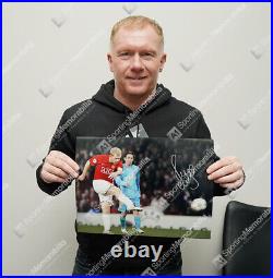 Framed Paul Scholes Signed Photo Goal Vs Barcelona Autograph