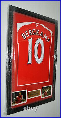 Framed Photo Proof Dennis Bergkamp Hand Signed Arsenal Shirt Coa Autograph