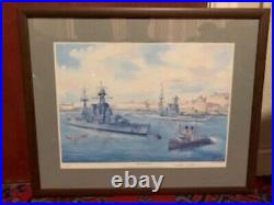 Framed Print/Picture Showing The Flag HMS Hood & Barham -WW2 Royal Navy Warships