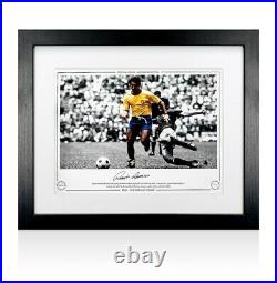 Framed Roberto Rivellino Signed Brazil Photo 1970 World Cup Winners