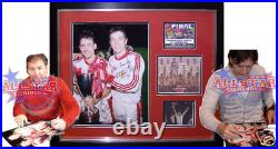 Framed Robson & Sharpe Dual Signed Manchester United Football Photo Proof & Coa