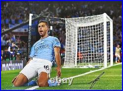 Framed Rodri Signed Champions League 2023 Final Manchester City Photo See Proof
