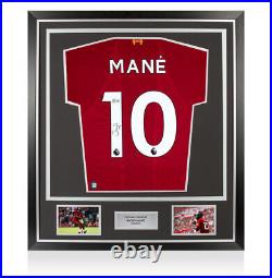 Framed Sadio Mane Signed Liverpool Shirt 2019-20, Number 10 Premium