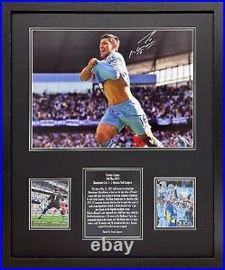 Framed Sergio Kun Aguero Signed Manchester City Football Photo With Proof & Coa