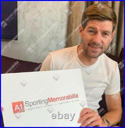 Framed Steven Gerrard Signed Liverpool Blackout Retro Tee 2001-2003