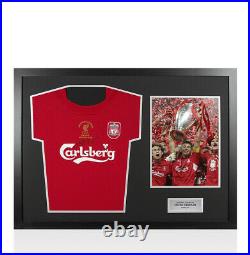 Framed Steven Gerrard Signed Liverpool Shirt Istanbul 2005 Champions League Wi