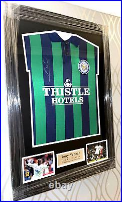 Framed Tony Yeboah Hand Signed Shirt Photo Proof Autograph Leeds United Coa 2