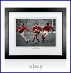 Framed Wales Rugby Legends Photo Signed By JPR Williams, Gareth Edwards & Phil B