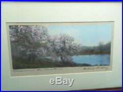Framed Wallace Nutting Signed Hand Colored Photograph Blossoms on the Housatonic