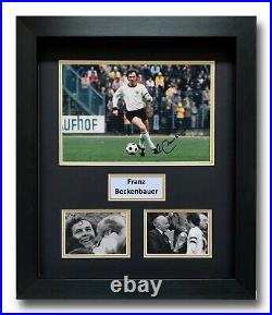 Franz Beckenbauer Hand Signed Framed Photo Display Germany Football Autograph