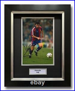 Gheorghe Hagi Hand Signed Framed Photo Display Barcelona Autograph