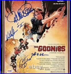 Goonies cast signed framed 11x14 photo PSA COA Cohen Astin Feldman Quan Donner