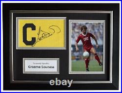 Graeme Souness Signed Framed Captains Armband photo A4 display Liverpool COA