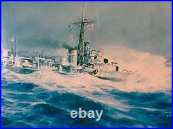 HMS Cavalier WW2 Print Picture War Ship Signed Lord Mountbatten /R Taylor