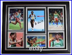 Haile Gebrselassie Signed Autograph 16x12 framed photo display Marathon COA