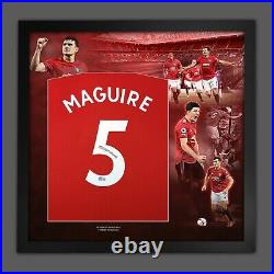 Harry Maguire Signed Manchester Football Shirt In A Framed Picture Mount Display