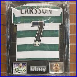 Henrik Larsson Framed Signed Celtic Shirt In Picture Display with COA