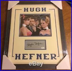 Hugh Hefner Playboy Magazine Signed Cut Photo Matted 18x22 Framed Jsa Coa Auto