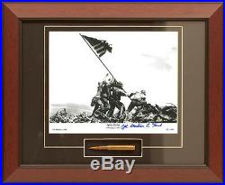 Iwo Jima Flag Raising Framed Photo Signed by Mahlon Fink M1 Garand Bullet Coa