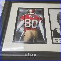 JERRY RICE Signed Framed Photo Display 23x13 San Fransisco 49ers Hall Of Fame