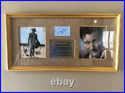 JOHN WAYNE- Autograph Signed & dated Museum Framed Western Display-PSA/DNA+ COA