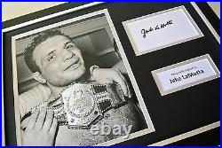 Jake LaMotta SIGNED FRAMED Photo Autograph 16x12 display Boxing Memorabilia COA