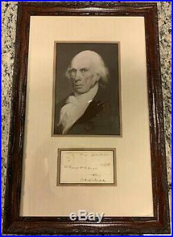 James Madison President Signed / Autograph With Picture & Framed Jsa Authentic