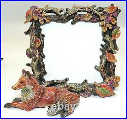 Jay Strongwater Personally Signed Figural Fox Picture Frame W Swarovski Crystals