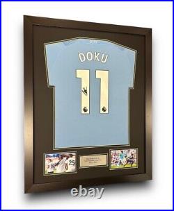 Jeremy Doku signed shirt framed COA & Photo Proof Jersey Manchester City Jérémy
