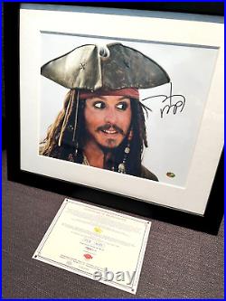 Johnny Depp 100% Hand Signed Pirates of the Caribbean Framed Photo & COA 52x44cm