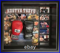 KOSTYA & TIM TSZYU Autograph Signed GLOVES Boxing Photo Collage FRAMED COA