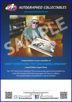 Kenny Roberts Hand Signed Official 1977 Season Flat Track Framed Photo