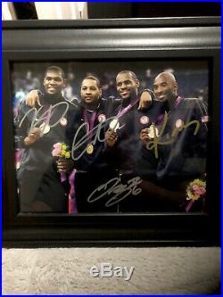Kobe Bryant, Carmelo Anthony, Lebron James And Kevin Durant Signed + Framed 8x10