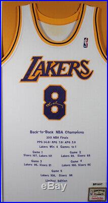 Kobe Bryant Custom Framed Jersey, Signed Photo & 2001 NBA Finals Media Pass! COA