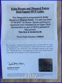 Kobe Bryant Signed 20x30 Shepard Fairey LITHO INS MVP framed auto UDA COA /50