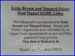 Kobe Bryant Signed 20x30 Shepard Fairey Lithograph Framed UDA RARE-ONLY 50 MADE