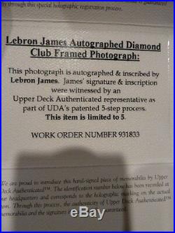 LEBRON JAMES Signed Inscribed 2006-07 UD Black Framed 16x20 Photo UDA #d 5